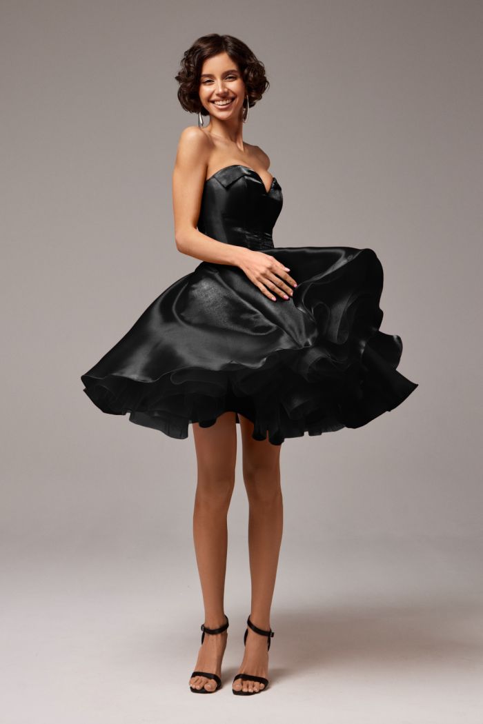 Черное коктейльное платье с корсетным лифом и пышной юбкой - ШАЙЛО