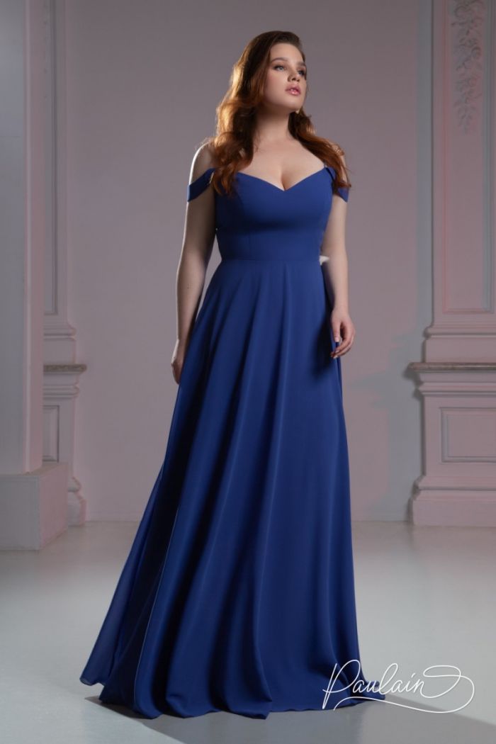 Синее вечернее платье в пол