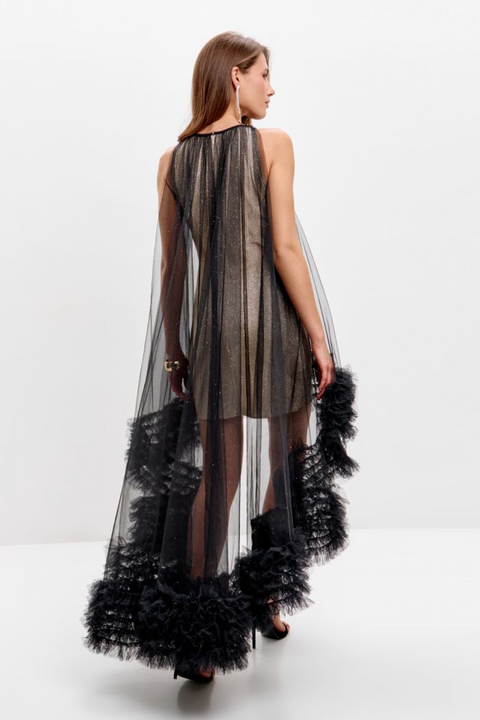 Оригинальное вечернее платье переменной длины без рукава и на замке - ЛИЛАС