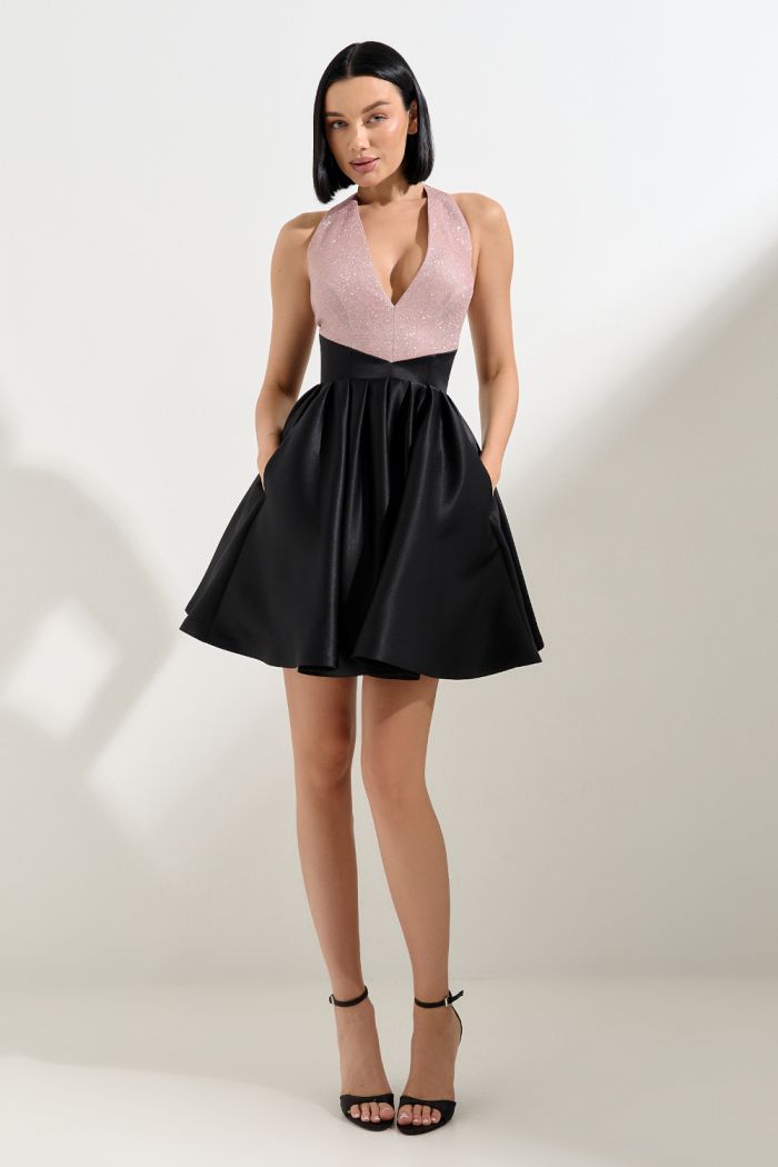 Короткое пышное платье с вырезом и корсетным лифом с открытой спиной - ГЛАВНАЯ РОЛЬ МИНИ