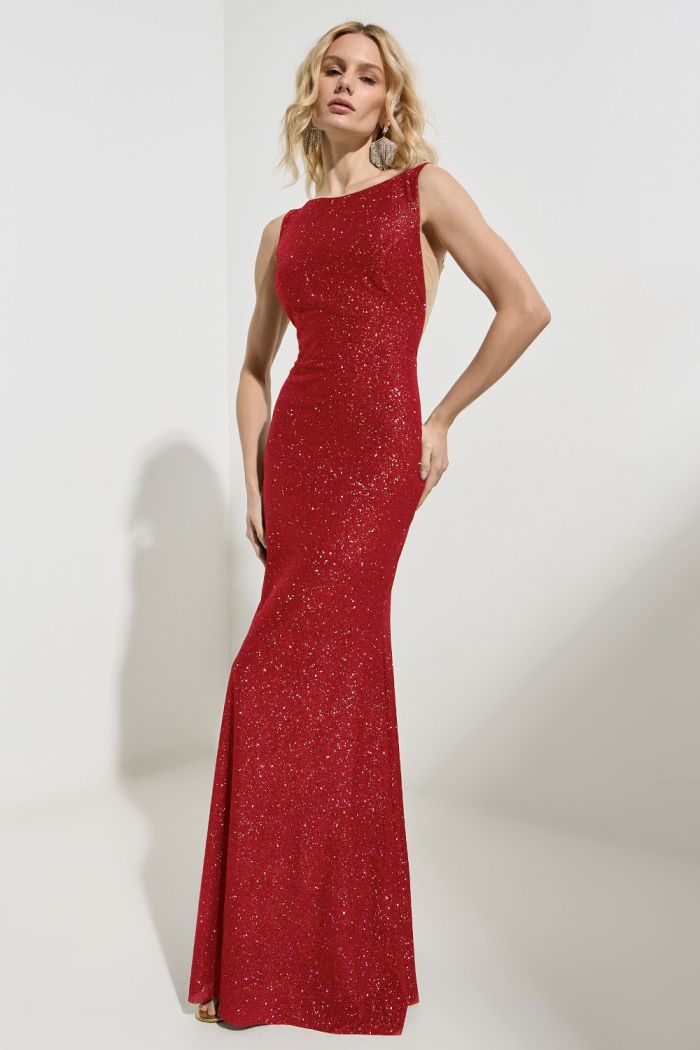 Роскошное вечернее платье из блестящей ткани с открытой спиной на замке - МЕДЛЕННЫЙ ТАНЕЦ