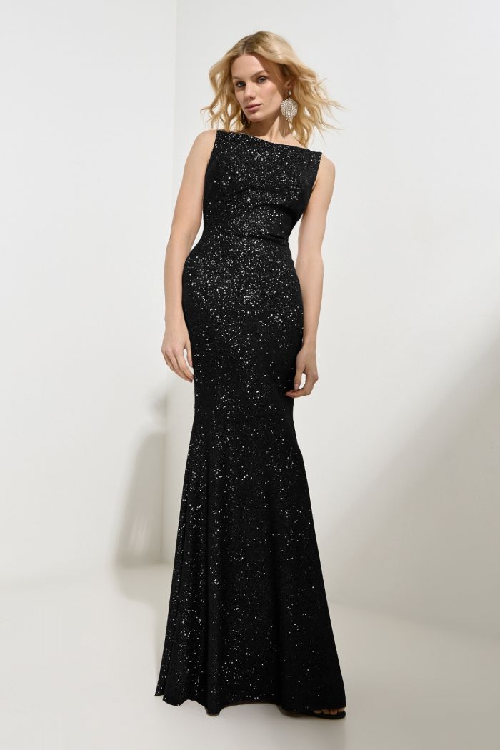 Эффектное блестящее платье по фигуре с открытой спиной на замке - МЕДЛЕННЫЙ ТАНЕЦ